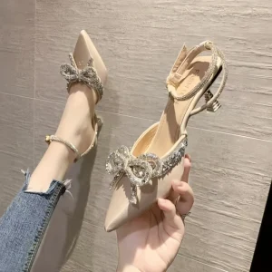Elegant Wedding Sandals for Women with Thin Block Heel and PU Insole