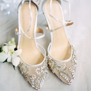 Elegant White Women’s High Heel Wedding Sandals Custom Logo Simple Style Bride Shoes Rubber Point Toe Leather Outdoor Heeled