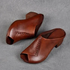 Elegant Woman Shoes Summer With Mid Heels Sandals Women Mules Ladies Sandals Slippers