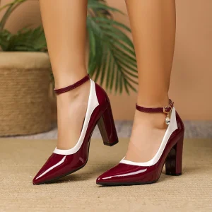 Elegant Women Square Heel Women’s Dress Shoes Two Color Women’s Pumps