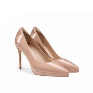 Elegant Women’s French High Fashion Stiletto Heels Pointed Toe Platform Lace Up Closure Comfortable Non Tiring Rubber Pumps