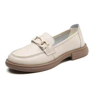 Elegant Women’s Loafers Soft Sole Leather Slip-On Shoes Closed Toe Lightweight Waterproof Breathable Winter