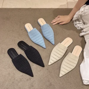 Elegant Women’s Mule Flat Shoes Anti-Slip Leisure Design Fashionable Pointy Outdoor Wear