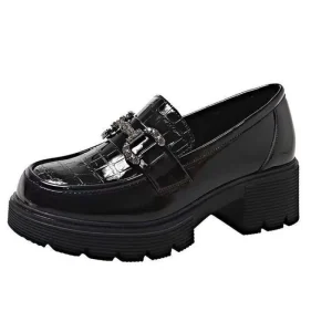 English Style Small Leather Shoes for Women in Autumn Style Loafers Women’s Genuine Leather Single Shoes