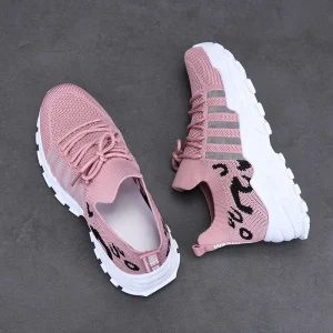 Essential for Travel New Mesh Breathable Lace-up Lightweight Sneakers Women’s Fashion Casual Shoes Thick-soled Student Shoes