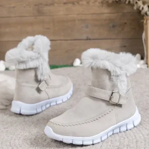 European American Autumn Winter Women’s Thick-Soled Cotton Snow Boots Plus Size Casual Fashion Boots Wool Plush Edge