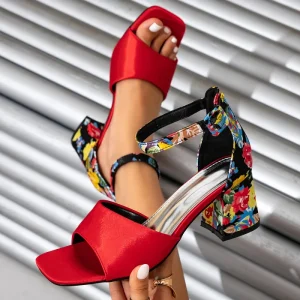 European American Fashion High Top Thick Heeled Women’s Sandals Large Size PU Upper Rubber Outsole Summer Outdoor Peep Toe