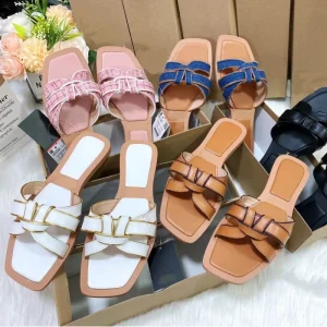 European American Fashion Trend Woven Flat Sandals for Slippers Women’s Summer Shoes