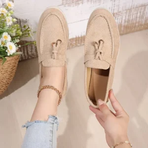 European American Plus size Loafers Womens Slip on Casual Shoes British style Breathable Canvas Flat Single layer Tassel