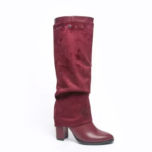 European American Style Brown Pointed High Boots Women’s Knee-High Boots with Thick Heel Western Cowboy Style