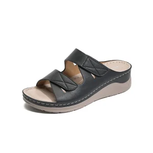 European American Style Women’s I Shaped Sandals Cross border Stitched Mom Shoes Large Size Slip On Wedge Thermoplastic