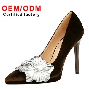 European American Style Women’s Pumps High Heels Waterproof Platform Flower Color Matching Super High Heels