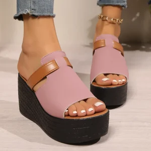 European American Summer Fashion Cross Border Platform Women’s Fish Mouth Outdoor Slippers Heightened Plus Size