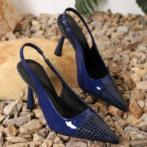 European Size Women’s High Heel Sandals Patent Leather Rear Empty Toe Stiletto Heels Size 42