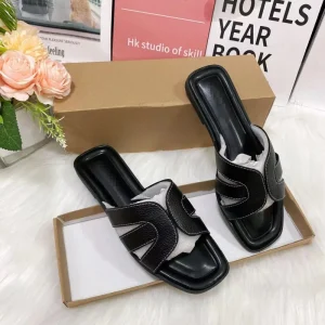 European and American Fashion Platform Flat Sandals for Slippers for Women Summer PVC Solid Color African Design