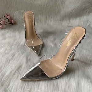 European and American Stars Have The Same Transparent Perspective Film PVC Rear Strap Ultra Fine Heel Sexy Women’s Sandals