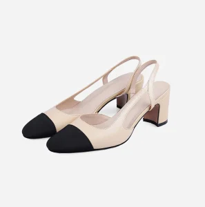 European and American Thick Heel Middle Heel Baotou Side Sandals Women’s Shoes Large Size 40 43