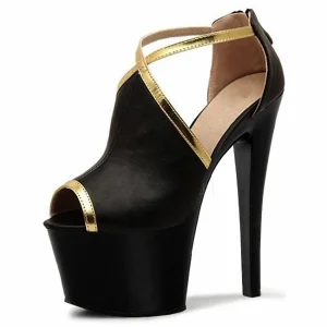 Exotic Pole Dance Gothic Shoe for Women 17cm Stiletto Full Dress Gothic Fetish Summer Leaky Toe High Heels Women’s Large Sandals