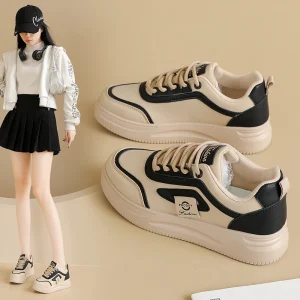F1682 Spring Summer New Arrivals Women’s Shoes Breathable White Sneakers Korean Style Fashion Versatile Platform Casual Shoes