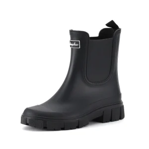 FSZ 34 Women’s PVC Waterproof Non Slip Rain Boots Black Overshoes for All Seasons Kitchen Work