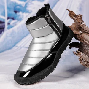 Fabric Waterproof Anti Slip Soft Snow Boots Women’s Double Zipper Warm Outdoor Short Thickened Plucked Winter Cotton Shoes