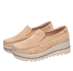 Factory Classical Vintage Style Women’s Casual Loafers Soft Leather Thick Sole Walking Shoes Fashion Women’s Platform Shoes