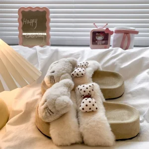 Factory Custom Autumn Winter Thick Soled Height Increasing Birken Shoes Cotton Slippers Women’s Fleece Slippers