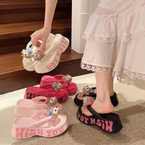 Factory Custom Spring New Style Women’s PVC Flip-flops Thick-soled Anti-slip Sandals Summer Outerwear