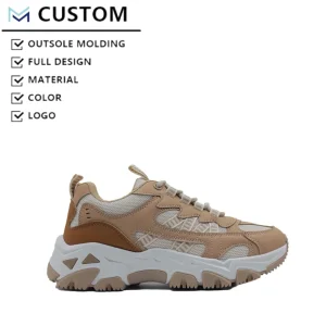 Factory Custom Women’s Lace Up Sneakers Thick PVC Sole PU Platform Breathable Lightweight Anti Slip Durable Shoes Customizable