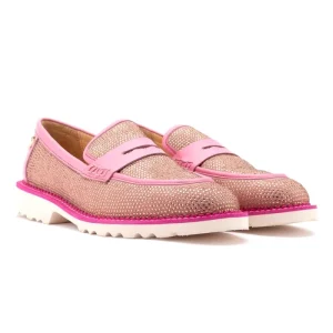 Factory Customized Suede Leather Stoned Women’s Slip on Lug Sole Flat Loafers