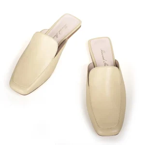 Factory Customized Summer Women’s Flat Mules Comfortable Square Toe Fashion Designed Shoes with Rubber Insole