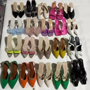 Factory Direct Assorted Women’s High Heel Mules Mixed Styles Pointed Toe Slides Raffia Upper for Daily Party