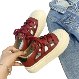 Factory Direct Custom OEM Fashion Walking Style Light Weight Genuine Leather Platform Autumn Women’s Casual Sneakers