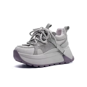 Factory Direct Leather Thick Sole Sneakers Rhinestone Sneakers Designer Womans Sneakers