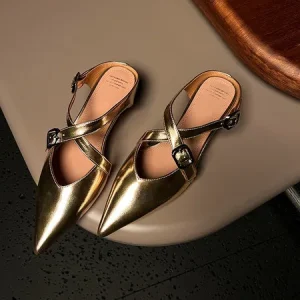 Factory Direct Pointed Low Heel Flat Single Empty Sandals Women’s Shoes