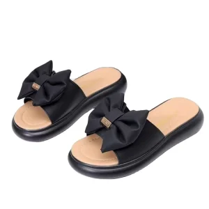 Factory Direct Women’s Bow Knot Platform Slide Sandals Comfortable Thick Sole Summer Slippers