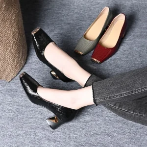 Factory Direct Women’s Dress Pumps With Metal Toe Cap Geometric Heel For Corporate Events Women