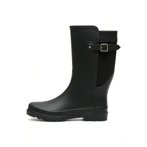 Factory Direct Women’s Mid-calf Waterproof Anti-Slip Toe Rain Boots Rubber Upper Cotton Lining CE Certified Outdoor