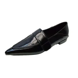 Factory Direct Women’s Pointed Toe Loafers Patent Leather Flat Shoes Elegant Slip-On Dress Shoes for Office & Daily Wear