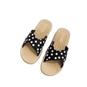 Factory Direct Women’s Polka Dot Criss Cross Slide Sandals Summer Beach Slippers