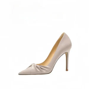 Factory Elegant Banquet Stiletto High Heels Shallow Mouth Pointy Bow Women’s Single Shoes Women