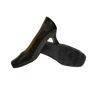 Factory Genuine Leather Retro Banquet High Heels Trendy Black Glossy Women’s Footwear Formal