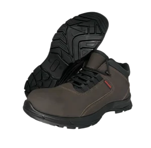 Factory Genuine Leather Upper Mid Cut Safety Shoes Steel Toe Anti static PU Outsole Impact Puncture Resistant Construction Use