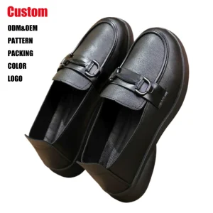 Factory Leisure Style Classic Women’s Bean Shoes Spring Autumn Round Toe Flats Synthetic Leather Grandma Shoes