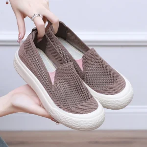 Factory New Arrivals Round Toe Mesh Women Slip-On Flats Walking Style Women’s Flat Shoes for Girls