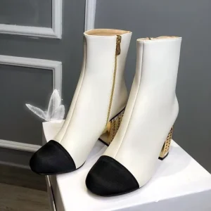 Factory New Brand Sexy Elegant Women’s High Heels Designer Luxurious Sheepskin Toe Color Chelsea Boots Winter Zip