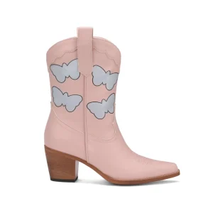 Factory Newest Design Women’s Mid Calf Cowgirl Boots with Chunky Heel and Western Ankle Boots