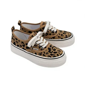Factory Price Comfortable Women’s Canvas Shoes Lace-Up Light Weight Anti-Slip Casual Fashionable Leopard Print Flats Shoes
