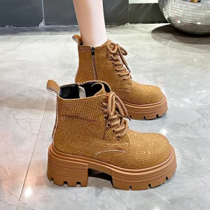 Factory Sale Various Women’s Boots Rhinestone Fashion Design Chunky Platform Ankle Boots