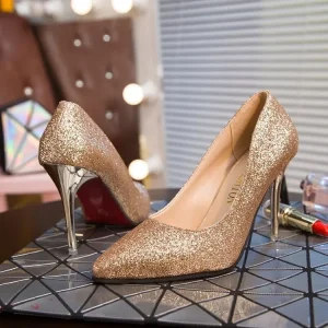 Factory Sequined Women’s High Heels Sexy Rhinestones Versatile Pointed Toe Wedding Shoes